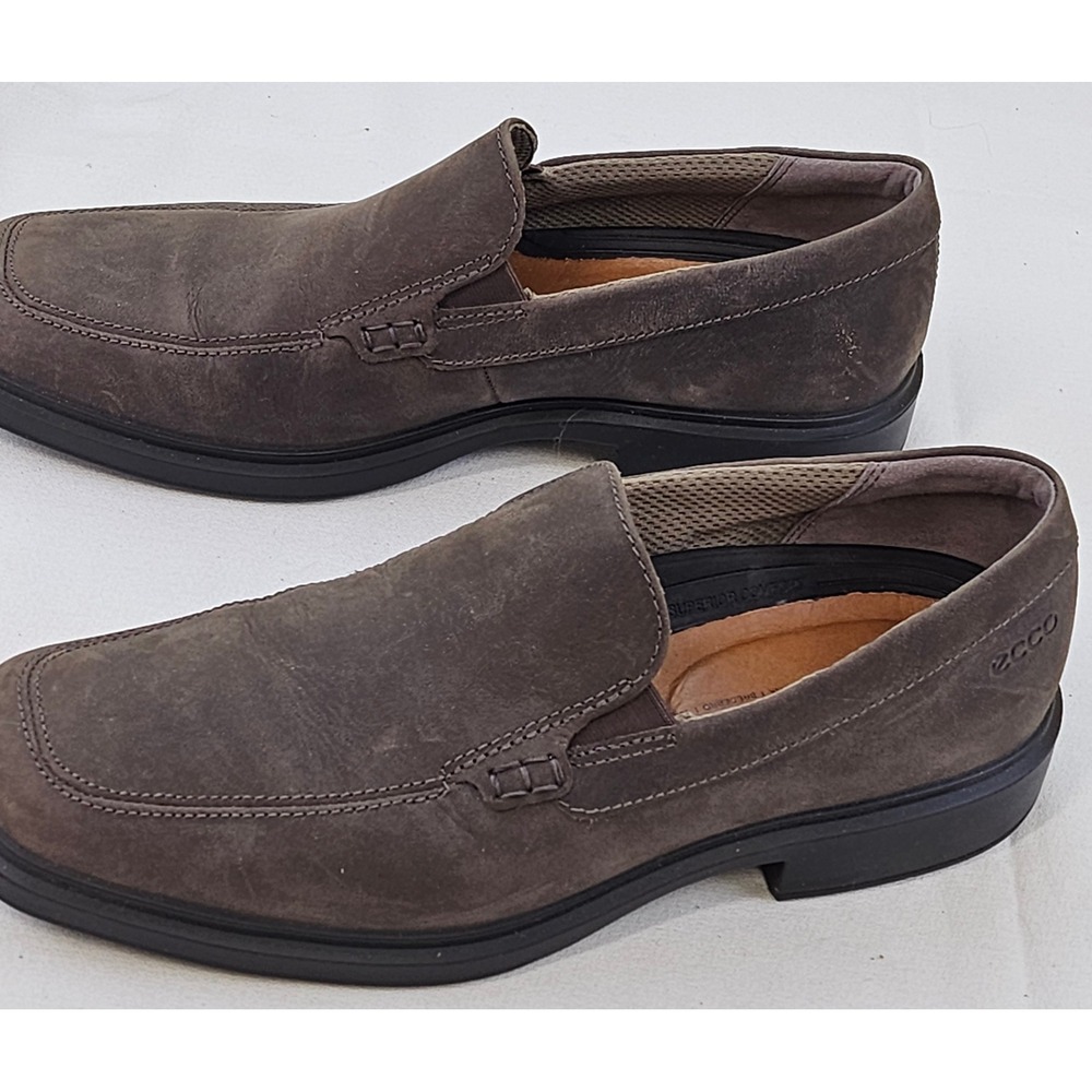 ECCO Helsinki 2 Mens Slip On Loafers Brown Leather Apron Toe Shoes 43 US 9-9.5 - Picture 2 of 12